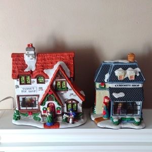 Victorian Village Christmas, Tudor's Toy Shop & Curiosity Shop Ceramic Vintage